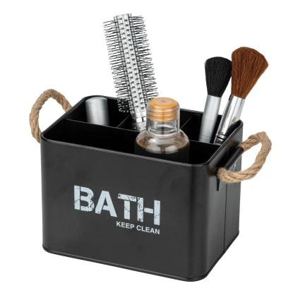 Wenko Badbox Gara mit 4 Fächern Schwarz 2,37 l Stahl 19 x 12.5 x 13 cm Schwarz