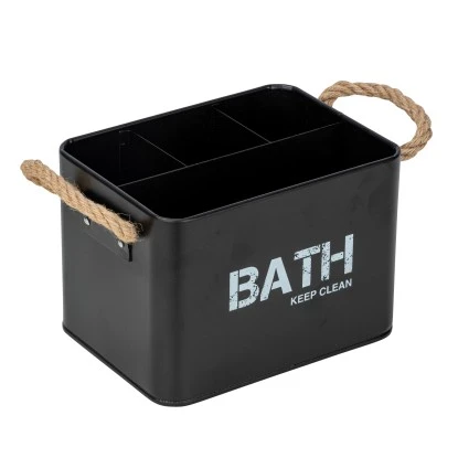 Wenko Badbox Gara mit 4 Fächern Schwarz 2,37 l Stahl 19 x 12.5 x 13 cm Schwarz