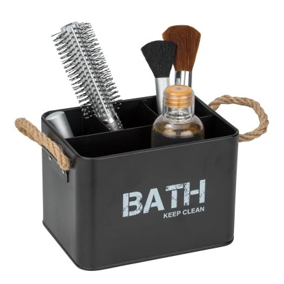 Wenko Badbox Gara mit 4 Fächern Schwarz 2,37 l Stahl 19 x 12.5 x 13 cm Schwarz