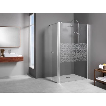 Breuer Walk-In Entra mit beweglichem Eckelement Chrom Terrazzo 120 cm