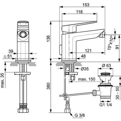 Ideal Standard Bidetarmatur Tonic II Chrom