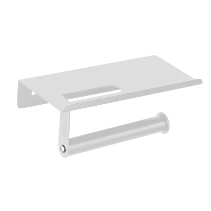 Allstar Wand-Toilettenpapierhalter Walli Weiß Matt mit Ablage 18 x 9,5 x 7,5 cm