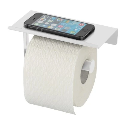 Allstar Wand-Toilettenpapierhalter Walli Weiß Matt mit Ablage 18 x 9,5 x 7,5 cm