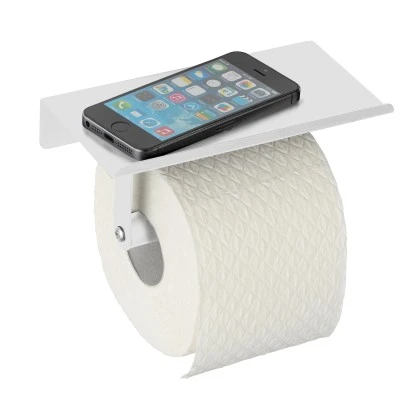 Allstar Wand-Toilettenpapierhalter Walli Weiß Matt mit Ablage 18 x 9,5 x 7,5 cm