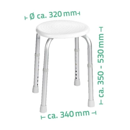 Ridder Duschhocker Weiß rund und höhenverstellbar