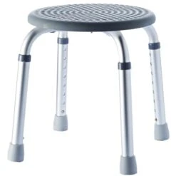 Ridder Duschhocker Grau-Silber Rund Und Höhenverstellbar