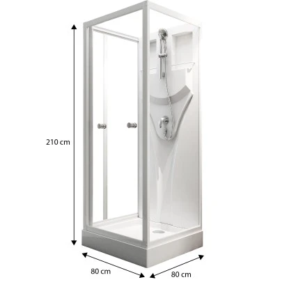 Schulte Komplettduschkabine Juist mit Schiebetür Weiß 210x80x80 cm