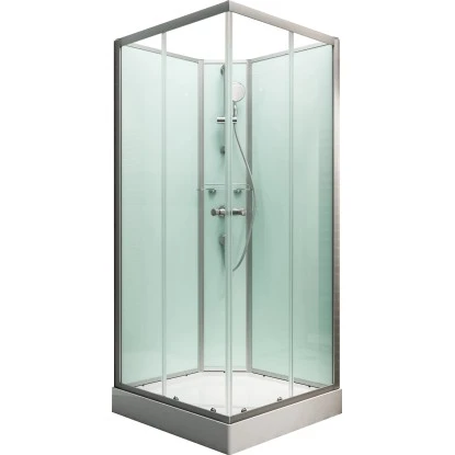 Schulte Komplettduschkabine Korfu II Alu-Natur Hellgrün 89x89x202 cm