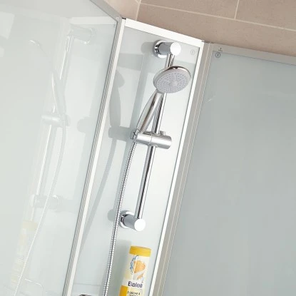 Schulte Komplettduschkabine Korfu II mit Boiler Pumpe Alu-Natur Hellgrün