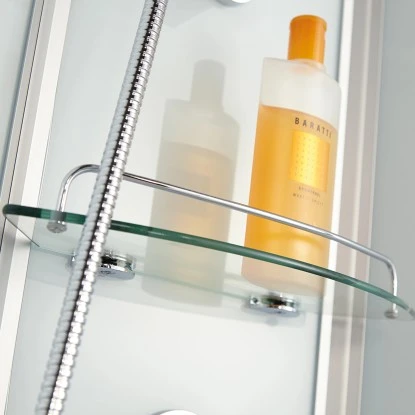 Schulte Komplettduschkabine Korfu II mit Boiler Pumpe Alu-Natur Hellgrün