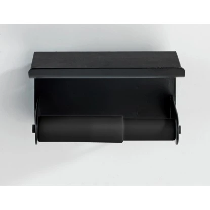 Wenko Toilettenpapierhalter mit Ablage Classic Plus 14 x 10 x 14 cm Schwarz