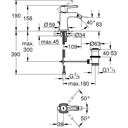 Grohe Einhand-Bidet Batterie Grandera 12,5 mm (1/2")