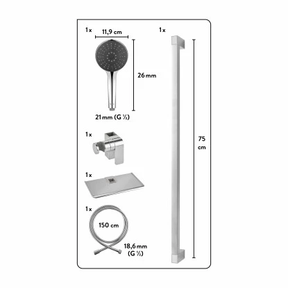 baliv Duschbrause-Set DBS-70.70 Verchromt