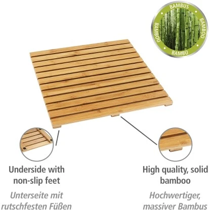 Wenko Baderost Indoor & Outdoor Bambus rutschhemmende Unterseite 50 cm x 50 cm