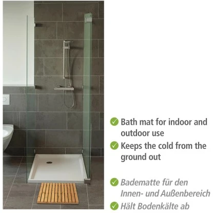 Wenko Baderost Indoor & Outdoor Bambus rutschhemmende Unterseite 50 cm x 50 cm