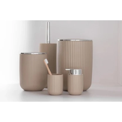 Wenko Schwingdeckeleimer Agropoli L Kosmetikeimer mit Schwingdeckel 5,5 l Beige