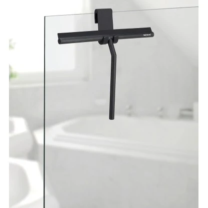 Wenko Badezimmerwischer Mola XXL mit breiter Wischfläche aus Silikon Schwarz