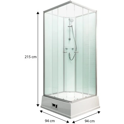 Schulte Komplettduschkabine Korfu II mit Boiler Pumpe Alu-Natur Hellgrün