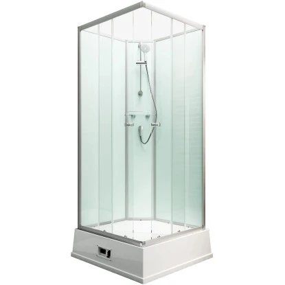 Schulte Komplettduschkabine Korfu II mit Boiler Pumpe Alu-Natur Hellgrün