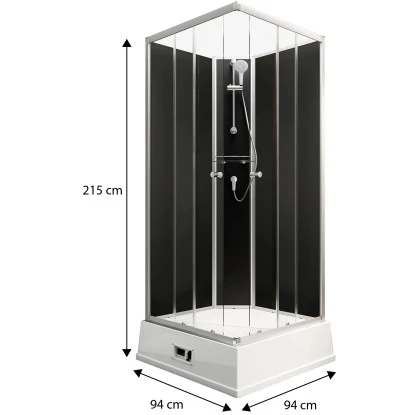 Schulte Komplettduschkabine Korfu II mit Boiler Pumpe Alu-Natur Schwarz
