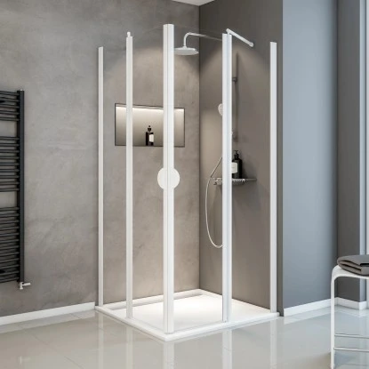 Schulte Sunny Eckeinstieg 4-tlg. mit Drehtüren 80 x 80 x 180 cm Weiß