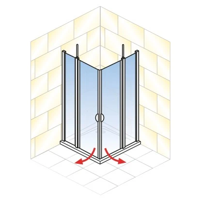Schulte Sunny Eckeinstieg 4-tlg. mit Drehtüren 80 x 80 x 180 cm Weiß