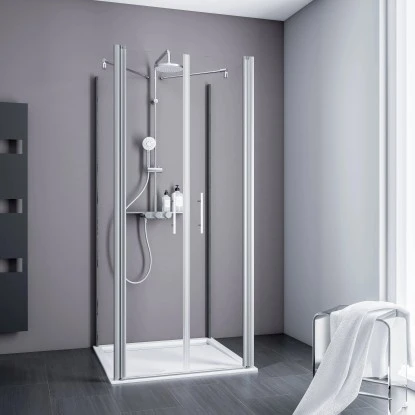 Schulte Pendeltür als U-Kabine Alexa Style 2.0 Alu-Natur 192 cm x 90 cm