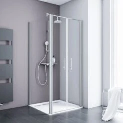 Schulte Pendeltür Alexa Style 2.0 Alu-Natur Glas Klar Hell 90x90x92 Cm