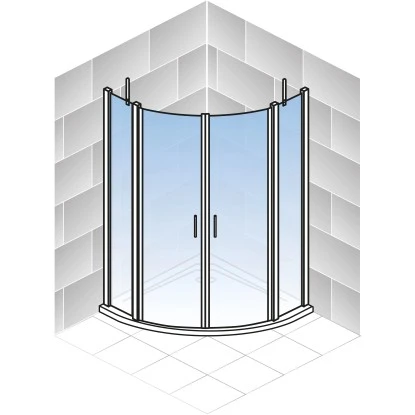 Schulte Runddusche Alexa Style 2.0 Echtglas 4-tlg. Alu-Natur 90 cm x 90 cm