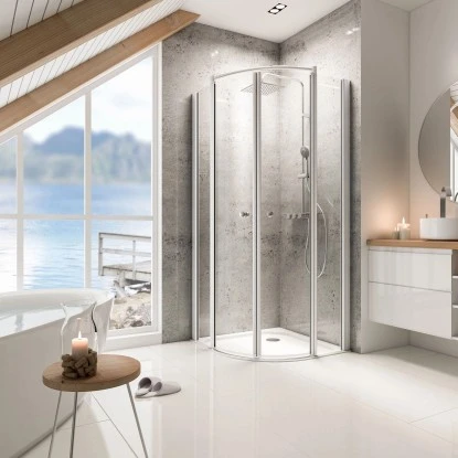 Schulte ExpressPlus Runddusche Garant mit Duschwanne Alu Natur 200x90x90cm