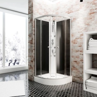 Schulte ExpressPlus Wellnesskabine Rhodos mit Schiebetür Alu Natur 225x85x85cm