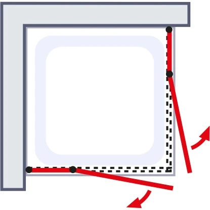 Schulte Eckeinstieg 4-tlg. Toura pendelbar Schwarz 200 x 100 x 100 cm Klar Hell