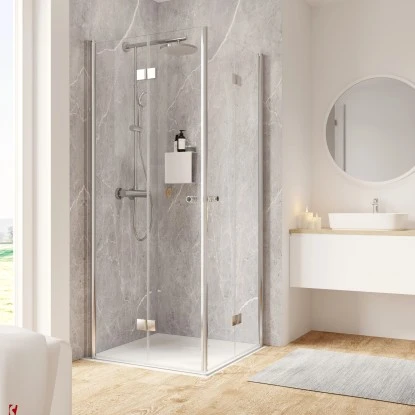 Schulte ExpressPlus Drehfalttür Eckeinstieg Garant 2.0 Chromoptik 200 x 100 cm