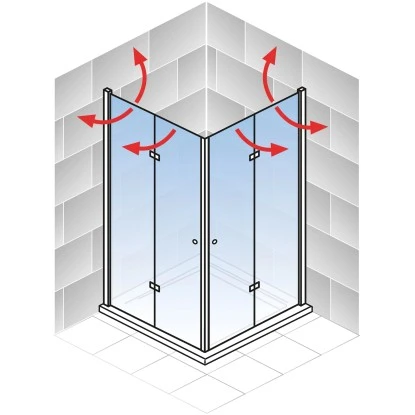 Schulte ExpressPlus Drehfalttür Eckeinstieg Garant 2.0 Chromoptik 200 x 100 cm
