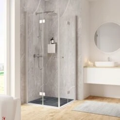 Schulte ExpressPlus Drehfalttür Als Eckeinstieg Montage Auf Fliese 200 X 90 Cm