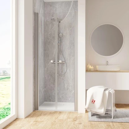 Schulte ExpressPlus Pendeltür in Nische Garant 2.0 Alu-Natur 200 cm x 100 cm