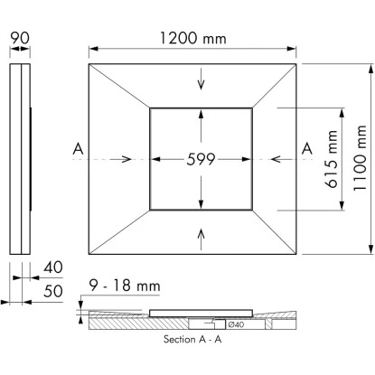 ESS Easy Drain Duschrinne DOT Square 61,5 x 61,5 cm