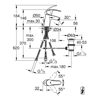 Grohe Einhand-Waschtischbatterie Eurosmart S-Size Chrom