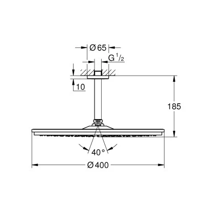 Grohe Kopfbrausenset Rainshower Cosmopolitan Chrom 400 Deckenauslass 142 mm