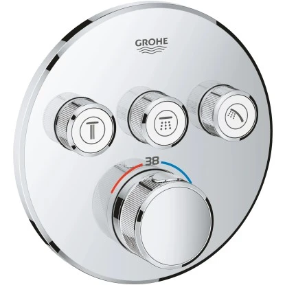 Grohe Thermostat Grohtherm SmartControl mit 3 Absperrventilen Chrom rund