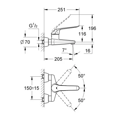 Grohe Einhand-Waschtischbatterie Euroeco Special Ausladung 20,5 cm Chrom