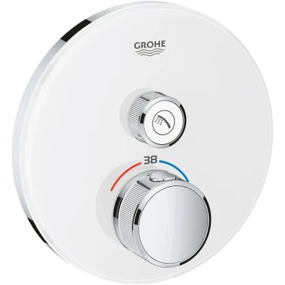 Grohe Thermostat Grohtherm SmartControl mit 1 Absperrventil Moon White rund