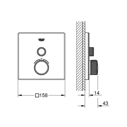 Grohe Thermostat Grohtherm SmartControl mit 1 Absperrventil Moon White eckig