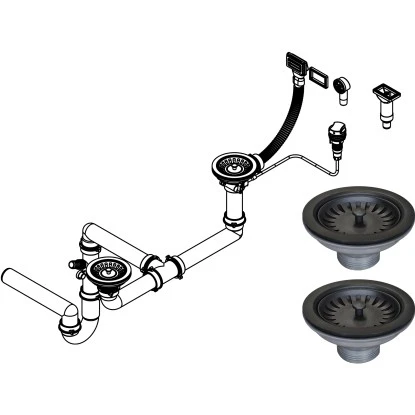 Miló Röhrensiphon-Set für Doppelbecken mit Exzenter Mattschwarz Ø 114 mm