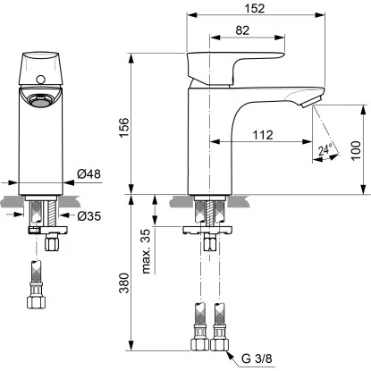 Ideal Standard Waschtischarmatur Connect Air o. Ablaufgarnitur Chrom