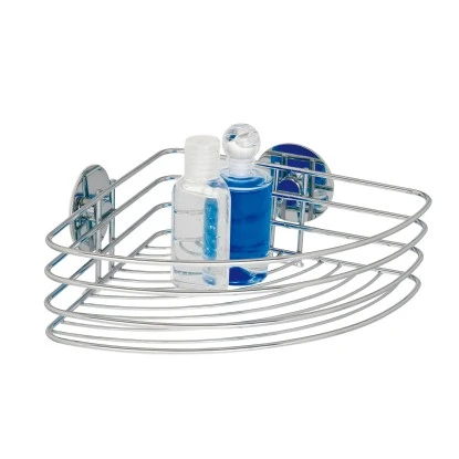 Wenko Eckablage Turbo-Loc Befestigen ohne Bohren Chrom glänzend rund