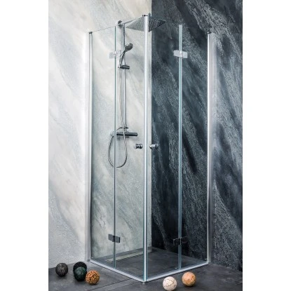 Sanotechnik Falttür Duet Anschlag Rechts 75 cm x 195 cm Klarglas