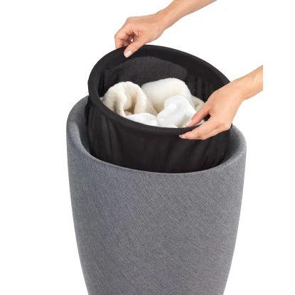 Wenko Badhocker Candy inkl. Wäschesack Grau Leinenoptik