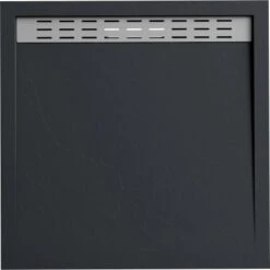 Verosan+ Duschplatte Mit Duschrinne Schwarz 90 Cm X 90 Cm