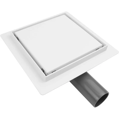 VerosanPro Duschrinne-Bodenablauf Nakia Quadratisch Matt Weiß 20 cm x 20 cm